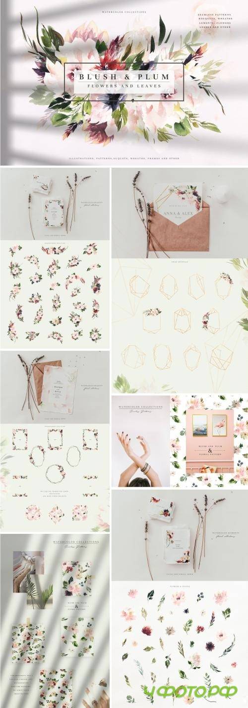 Watercolor Blush & Plum - 3979212