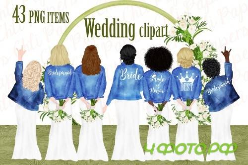 Bride and Bridesmaids clipart - 4056671