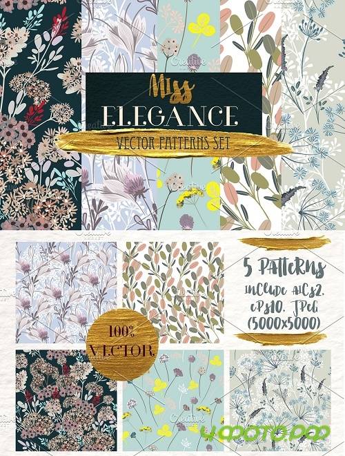 Flora vector seamless patterns - 2988378