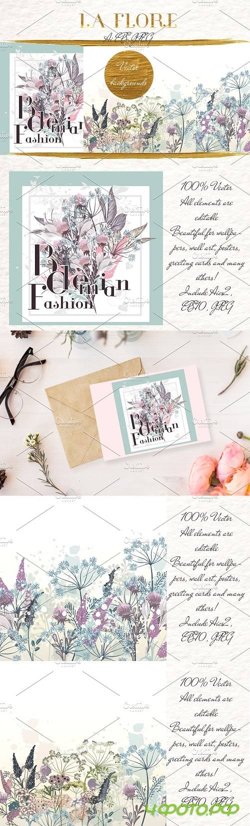 Flora vector backgrounds - 2988372