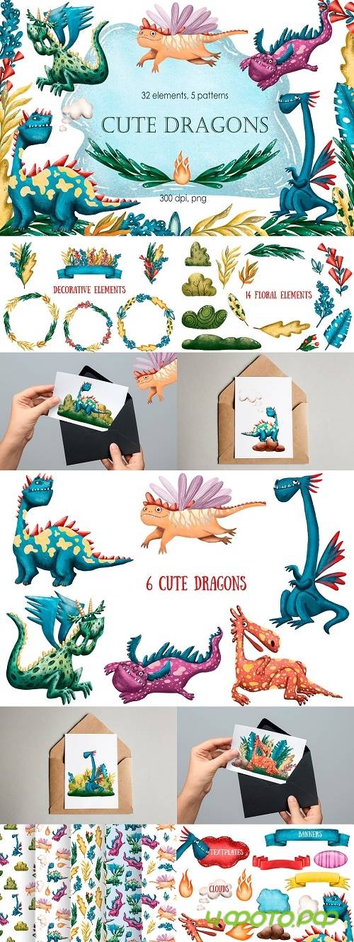 Cute Dragons - Clip Art Set - 4109693 Cute Dragons - Clip Art Set - 4109693