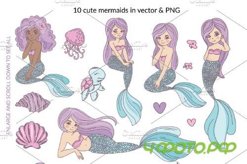 Mermaid in Love Illustration Set - 3383689