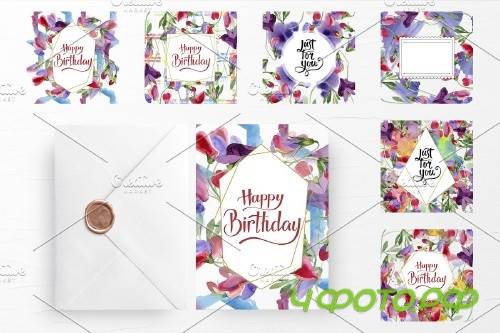 Watercolor Flowers Sweet Pea PNG - 4119327