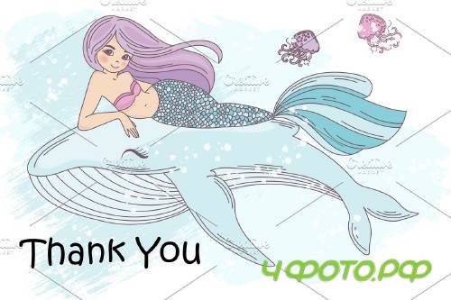 Mermaid in Love Illustration Set - 3383689