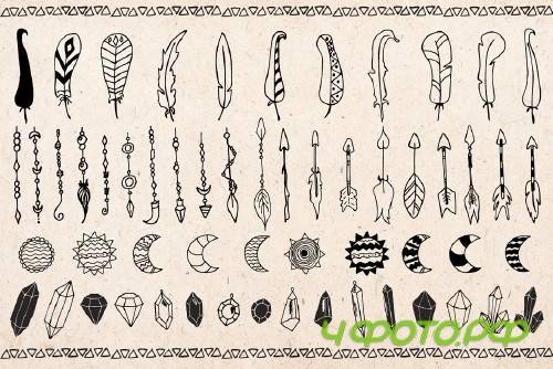 Hand drawn Boho doodles - 1447143