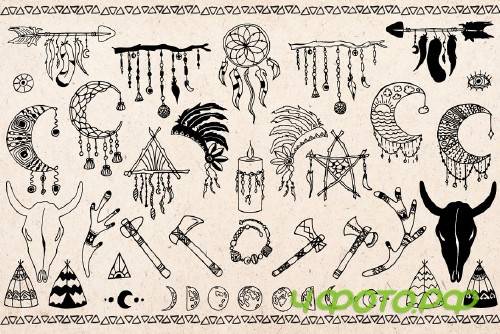 Hand drawn Boho doodles - 1447143
