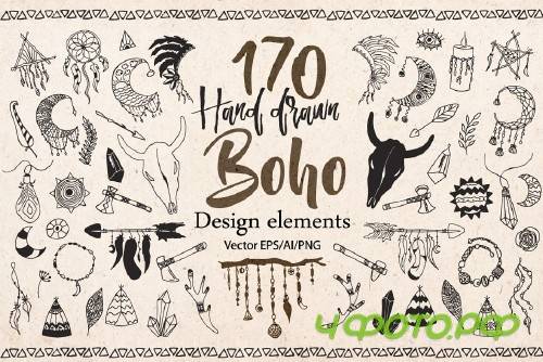 Hand drawn Boho doodles - 1447143