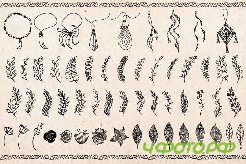 Hand drawn Boho doodles - 1447143