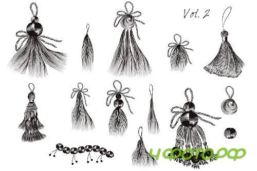 Collection of vector engraved tussles for design - 321471