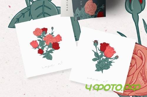 Cottage Rose Garden Pattern Set - 3829191