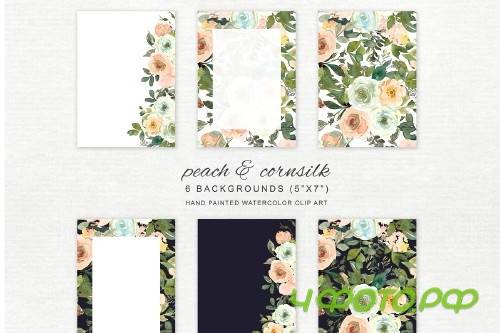 Watercolor Wine & Peach Florals - 4107566