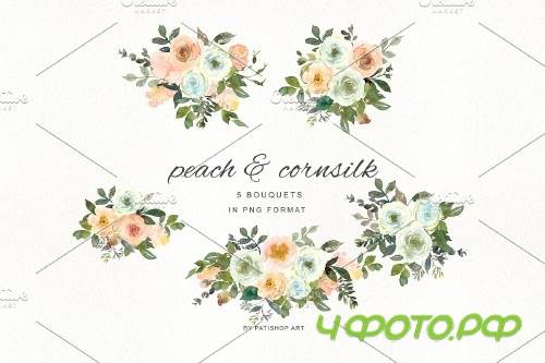 Watercolor Wine & Peach Florals - 4107566