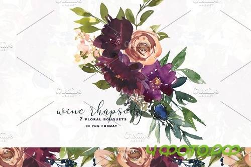 Watercolor White & Peach Florals - 4107780