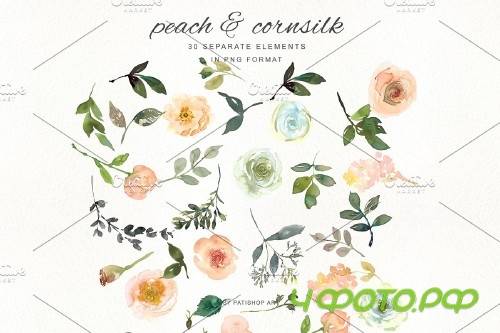 Watercolor Wine & Peach Florals - 4107566