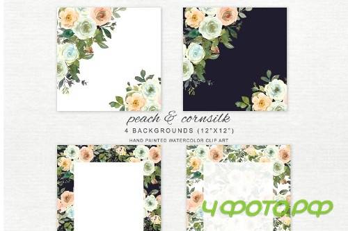 Watercolor Wine & Peach Florals - 4107566