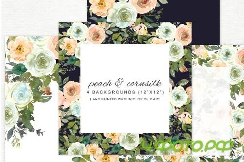 Watercolor Wine & Peach Florals - 4107566