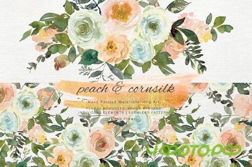 Watercolor Wine & Peach Florals - 4107566