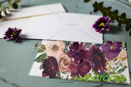 Watercolor White & Peach Florals - 4107780