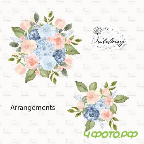 Watercolor Blue Peach design and digital paper pack