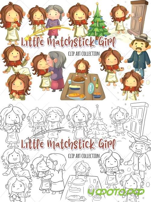 Little Matchstick Girl Fairy Tale Clip Art Collection and Digital Stamps - 362796 - 362797