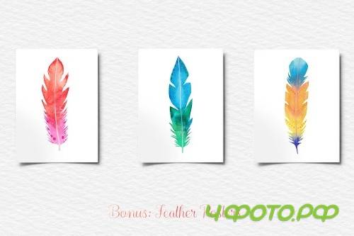 Watercolor Feather Clipart - 4183917