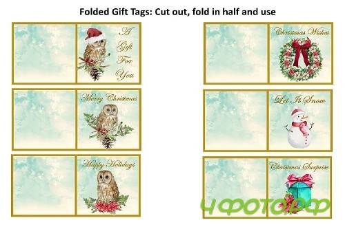 Watercolour Christmas Owls Clipart, Backgrounds & Craft Kit - 372123