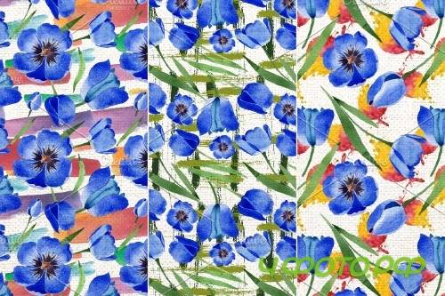 Tulip watercolor clipart Blue png - 4254076