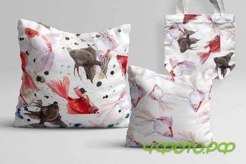 Fairytale Red Goldfish Watercolor - 4224345