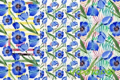 Tulip watercolor clipart Blue png - 4254076