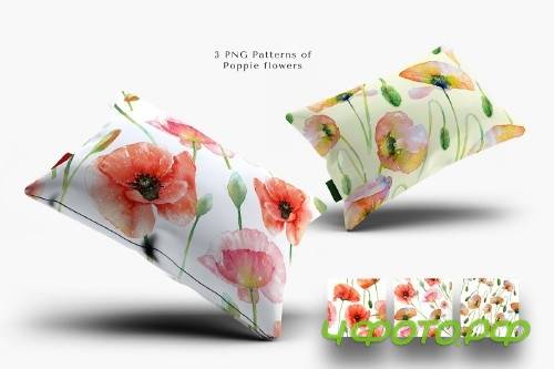 Watercolor Red Poppy Flowers - 4172505