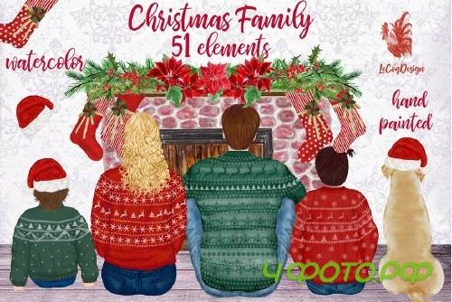 Christmas family clipart Fireplace - 4264999