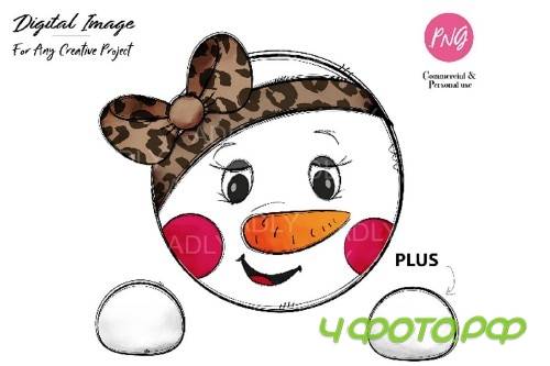 Brown cuteGirl Snowman sublimation, Snow girl winter - 380698
