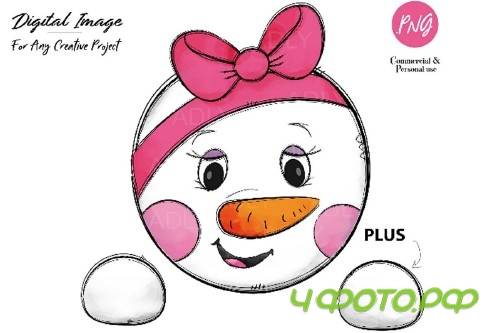 Girl Snowman sublimation, Snow girl winter transfer image - 380695