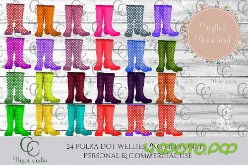Polka dot Rain boots in 24 colours - 373959