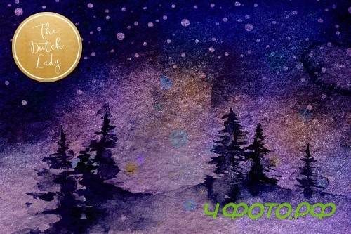 Digital Backgrounds Winter Night Sky - 4284859