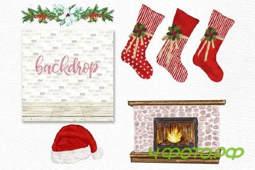 Christmas family clipart Fireplace - 4283275