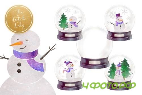 Snowman & Snowglobe Clipart Set - 4290593