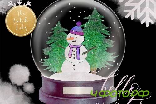 Snowman & Snowglobe Clipart Set - 4290593
