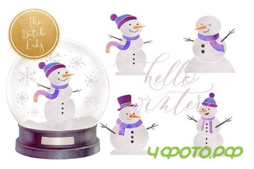 Snowman & Snowglobe Clipart Set - 4290593