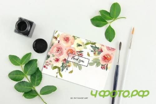 Pink Blush Watercolor Floral Clipart Collection - 386652