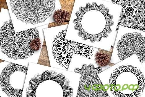 Snowflakes - Xmas Lacy Coloring Page - 1138464