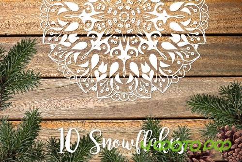 Snowflakes - Xmas Lacy Coloring Page - 1138464