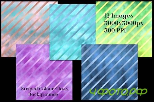 Striped Colour Glass Backgrounds - 12 Image Textures Set - 389385