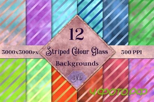 Striped Colour Glass Backgrounds - 12 Image Textures Set - 389385