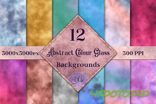 Abstract Colour Glass Backgrounds - 12 Image Textures Set - 390411