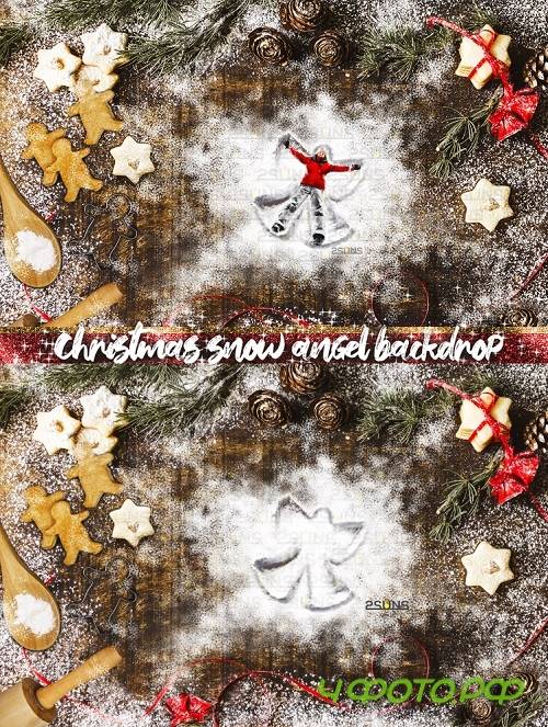 Christmas Digital Backdrop Snow Angel Baking flat Cookie - 392811