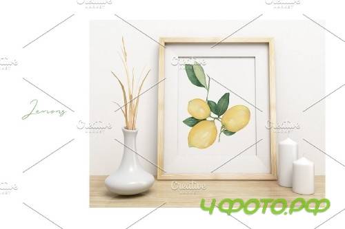 Watercolor Citrus Fruit Lemon - 3739806