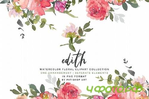 Blush Red Watercolor Peony Clipart Collection