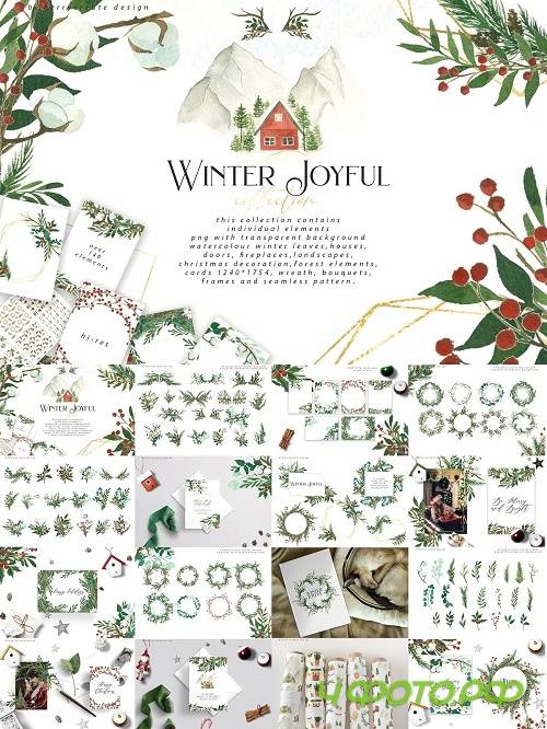 Watercolour Winter Joyful clip art - 4310949