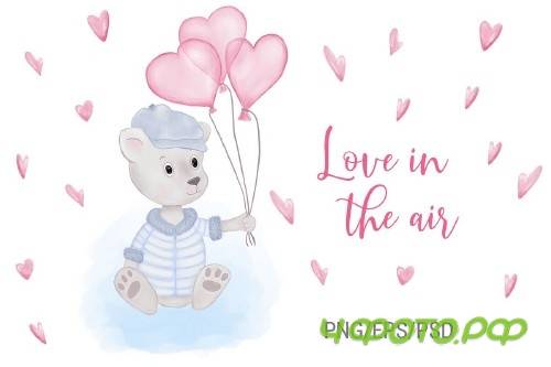 Teddy Bear With Heart Balloons. Valentine's Day - 421993